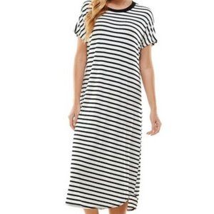 Azules Black & White Striped T-Shirt Dress
